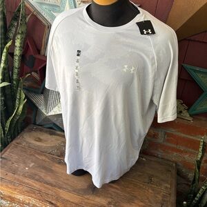 Under Armour Velocity Jacquard Shirt Mens Gray Camo Loose Fit S/S Men’s XXL 2XL